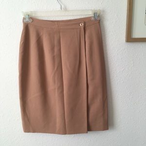 Vintage JONES NEW YORK Nude Pink Wrap Pencil Skirt